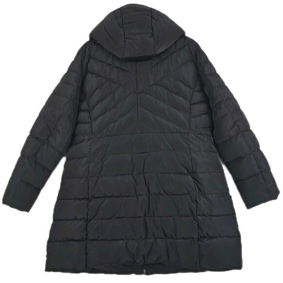 Kenneth Cole Reaction ~Woman Plus Size XXL~ Black Puffer Jacket Long Coat Hooded - Picture 12 of 14